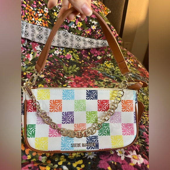 Steve Madden Handbags - Steve Madden Top Zip Rainbow Logo Chain Women's Small Bag